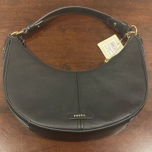 Fossil Black Hobo Bag with crossbody strap NWT